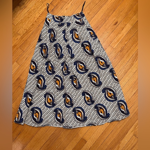 Anthropologie Mille Collines Maaike Navy and Orange Maxi Skirt Boho Ethnic - Picture 3 of 8